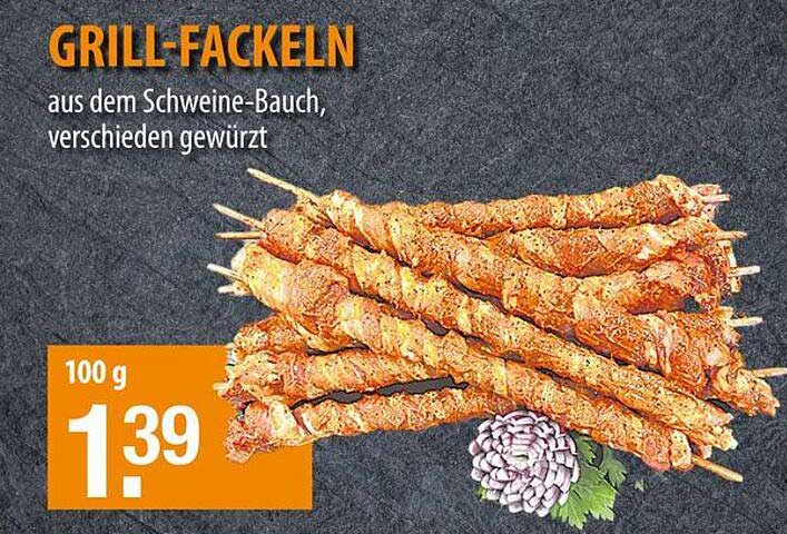 GRILL-FACKELN aus dem Schweine-Bauch, verschieden gewürzt