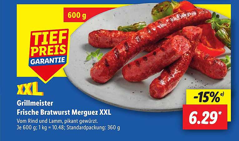 Grillmeister Frische Bratwurst Merguez XXL