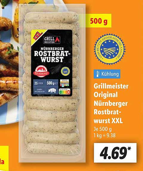 Grillmeister Original Nürnberger Rostbratwurst XXL 500 g