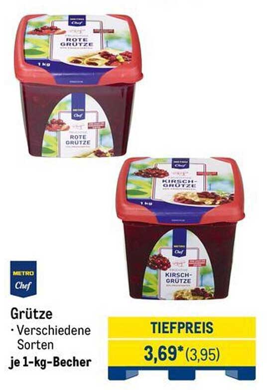 Grütze - verschiedene Sorten (Kirsch- und Rote Grütze) je 1-kg-Becher
