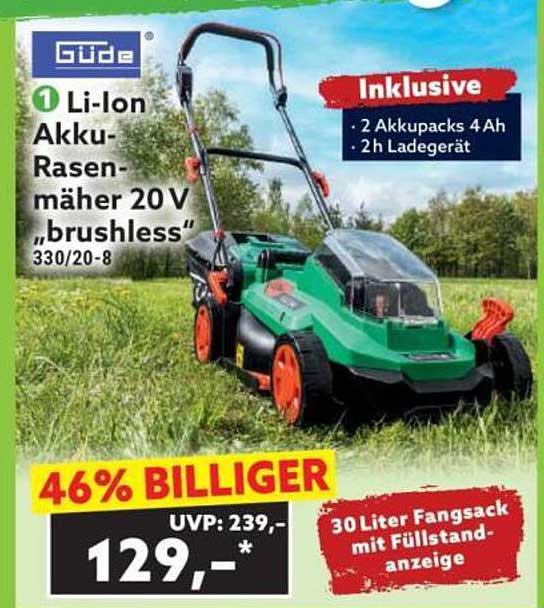 Güde Li-Ion Akku-Rasenmäher 20 V "brushless" 330/20-8