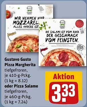 Gustavo Gusto Pizza Margherita oder Pizza Salame - Tiefgefroren