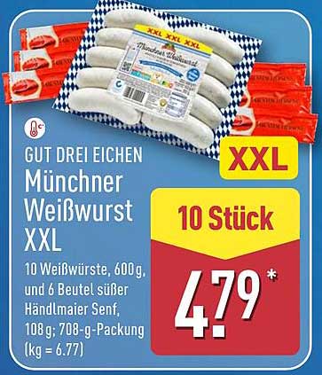 GUT DREI EICHEN Münchner Weißwurst XXL - 10 Stück