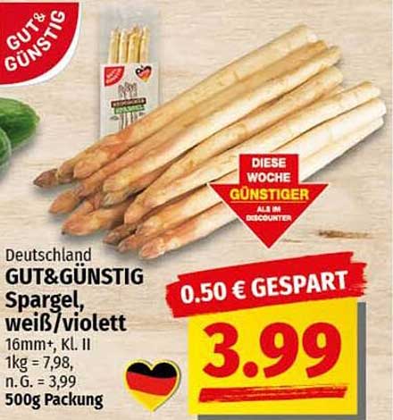 GUT&GÜNSTIG Spargel, weiß/violett 500g