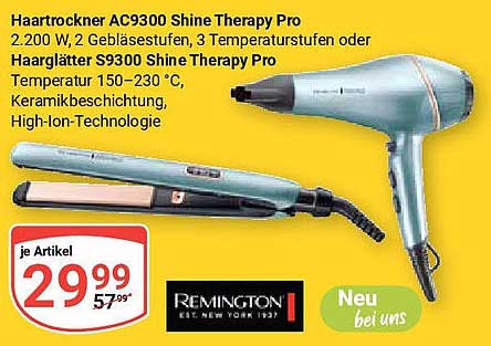 Haartrockner AC9300 Shine Therapy Pro und Haarglätter S9300 Shine Therapy Pro