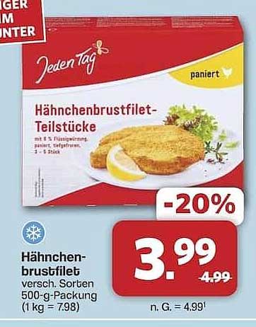 Hähnchenbrustfilet-Teilstücke von Jeden Tag – 500 g Packung