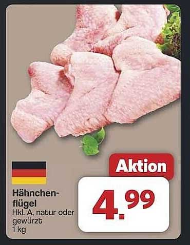 Hähnchenflügel Hfkl A, natur oder gewürzt, 1 kg