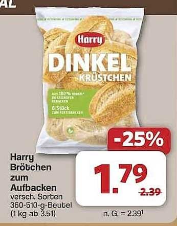 Harry Dinkel Krüstchen zum Aufbacken, versch. Sorten 360-510 g-Beutel
