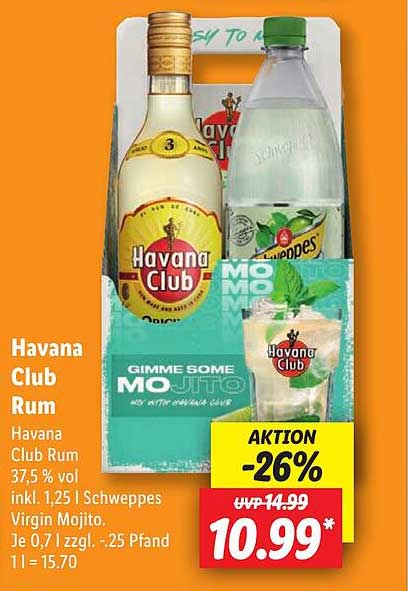 Havana Club Rum mit Schweppes Virgin Mojito