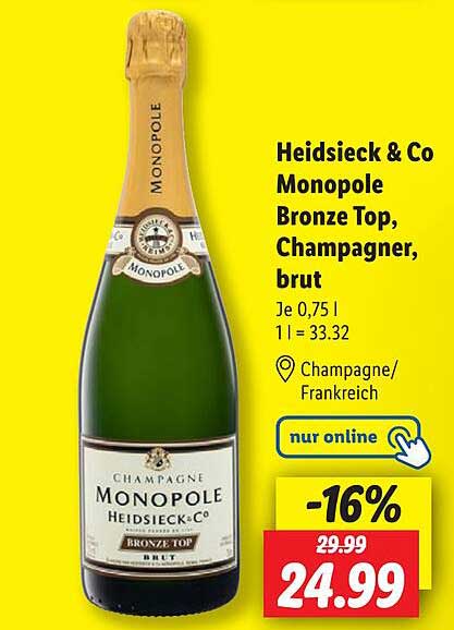 Heidsieck & Co Monopole Bronze Top, Champagner, brut