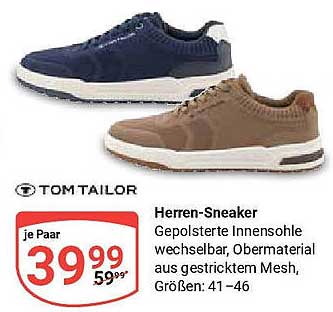Herren-Sneaker von TOM TAILOR - Gepolsterte Innensohle wechselbar, Obermaterial aus gestricktem Mesh