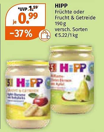 HIPP Früchte oder Frucht & Getreide 190 g
