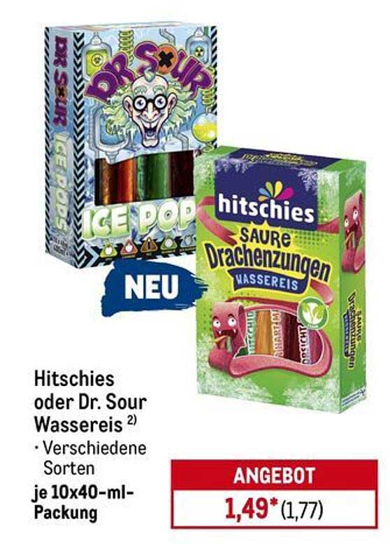 Hitschies oder Dr. Sour Wassereis 10x40-ml-Packung
