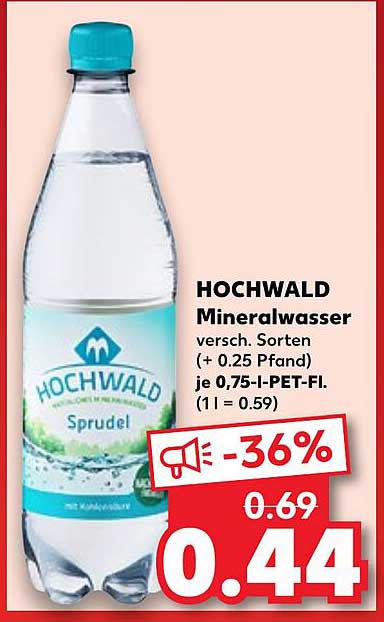 HOCHWALD Mineralwasser - Sprudel 0,75-L-PET-Flasche