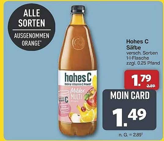 Hohes C Säfte - verschiedene Sorten