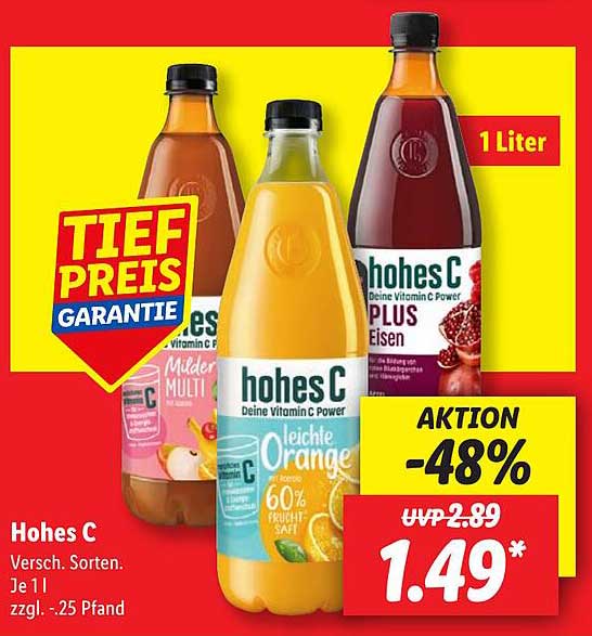 Hohes C - Verschiedene Sorten, je 1 Liter