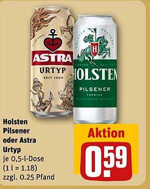 Holsten Pilsener oder Astra Urtyp - jetzt Aktionspreis!