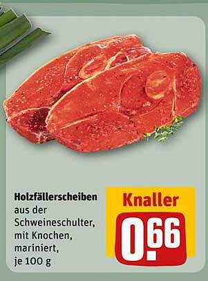 Holzfällerscheiben aus der Schweineschulter, mit Knochen, mariniert, je 100 g