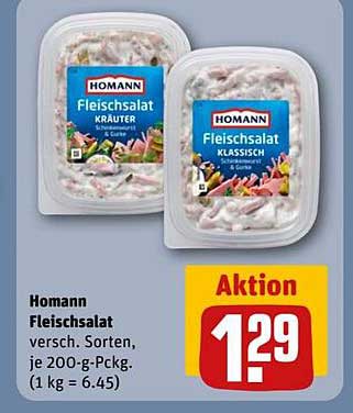 Homann Fleischsalat, verschiedene Sorten