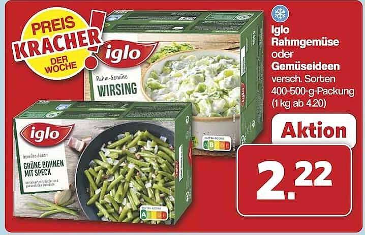 Iglo Rahmgemüse oder Gemüseideen 400-500-g-Packung