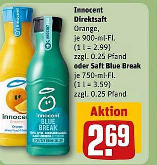 Innocent Direktsaft Orange 900 ml oder Saft Blue Break 750 ml