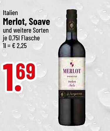 Italien Merlot, Soave und weitere Sorten je 0,75l Flasche