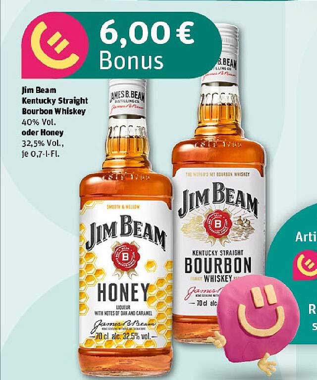 Jim Beam Kentucky Straight Bourbon Whiskey oder Honey Liqueur