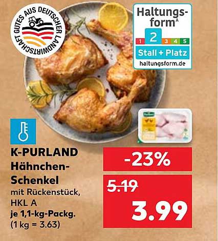 K-PURLAND Hähnchen-Schänkel mit Rückenstück, HKL A