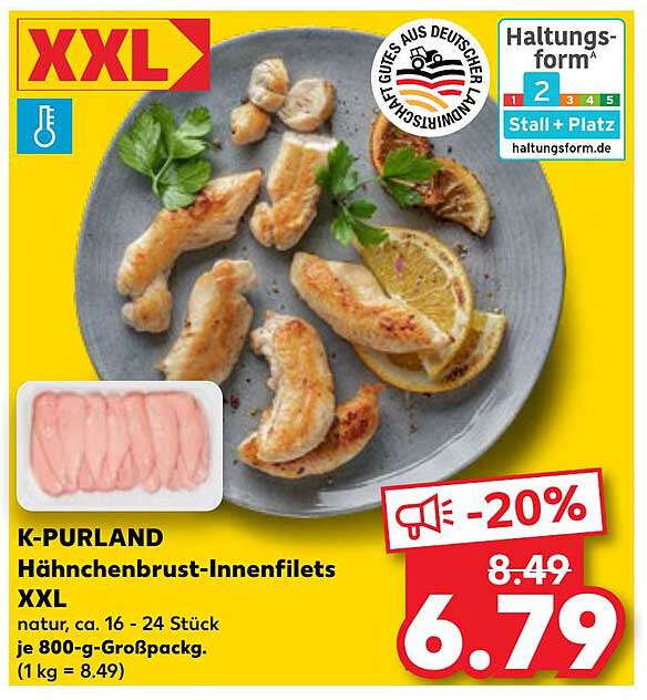 K-PURLAND Hähnchenbrust-Innenfilets XXL