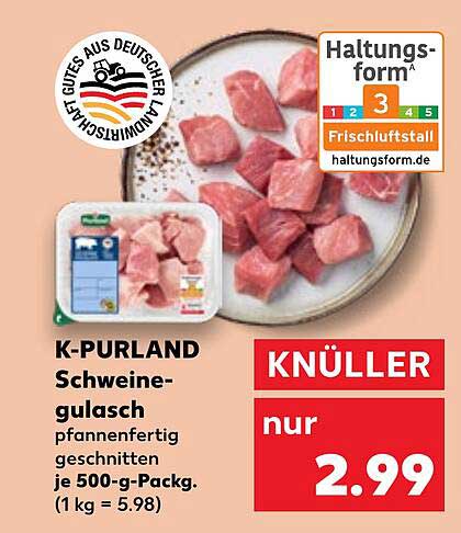 K-PURLAND Schweinegulasch pfannenfertig 500-g-Packung