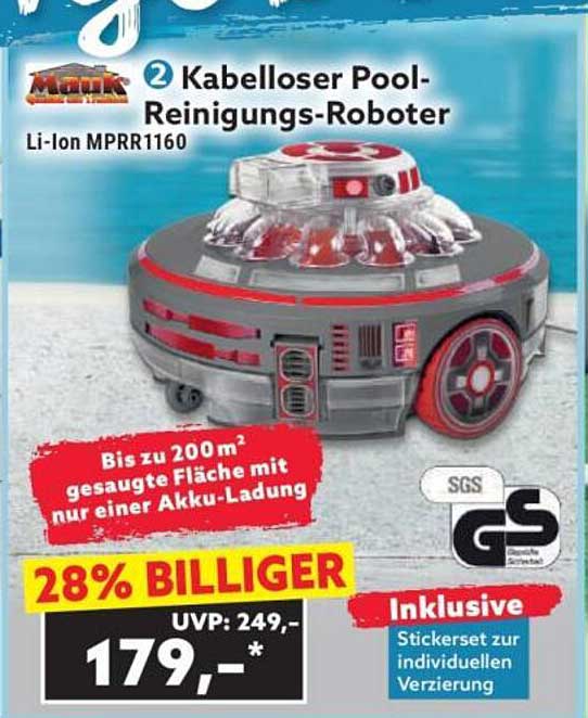 Kabelloser Pool-Reinigungs-Roboter Li-Ion MPRR1160