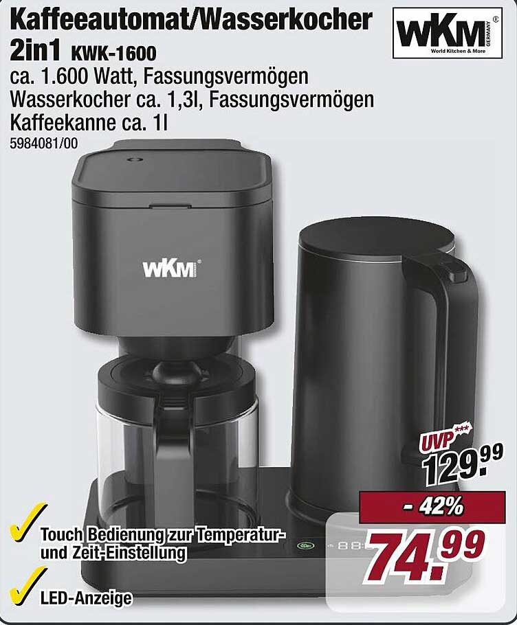 Kaffeeautomat/Wasserkocher 2in1 KWK-1600
