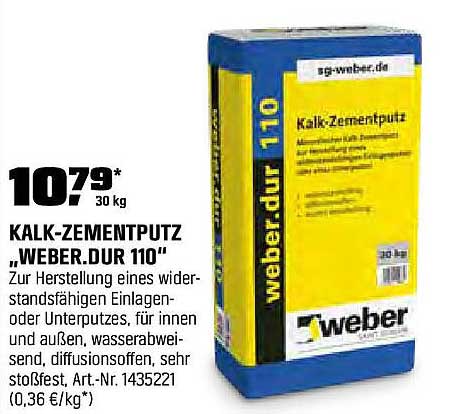 KALK-ZEMENTPUTZ „WEBER.DUR 110“ 30 kg
