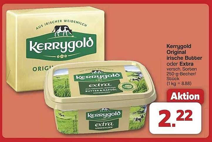 Kerrygold Original irische Butter oder Extra - 250-g-Becher zum Aktionspreis