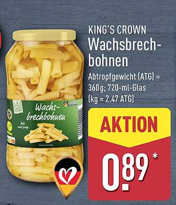 KING'S CROWN Wachsbrechbohnen im 720-ml-Glas
