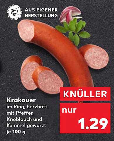 Krakauer im Ring - herzhaft mit Pfeffer, Knoblauch und Kümmel gewürzt