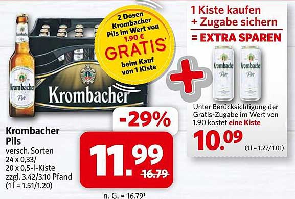 Krombacher Pils – 1 Kiste kaufen und 2 Dosen gratis sichern!