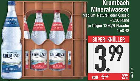 Krumbach Mineralwasser Medium, Naturell oder Classic 12x0,7L