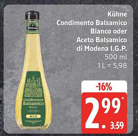 KüHNE Condimento Balsamico Bianco oder Aceto Balsamico di Modena I.G.P. 500 ml
