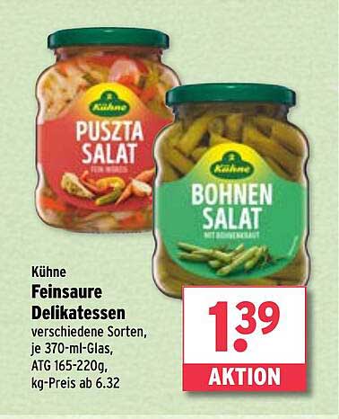 Kühne Feinsauer Delikatessen - Puszta Salat und Bohnen Salat