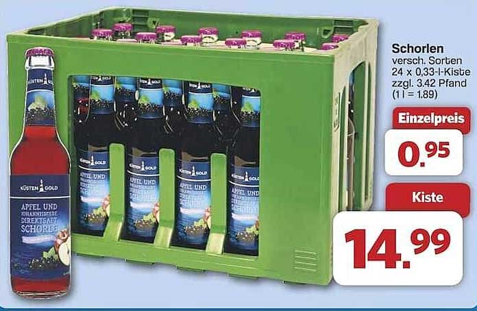 Küsten Gold Apfel und Johannisbeere Schorle - 24 x 0,33 l Kiste