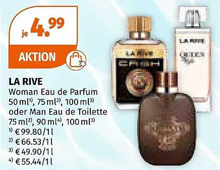 LA RIVE Woman Eau de Parfum 50 ml, 75 ml oder Man Eau de Toilette 75 ml