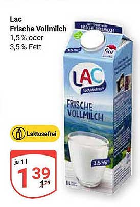 LAC Frische Vollmilch 1,5 % oder 3,5 % Fett