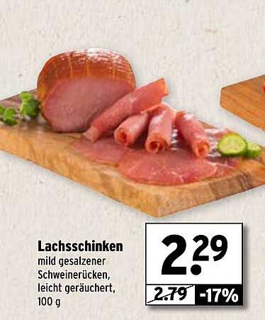 Lachsschinken mild gesalzener Schweinerücken, leicht geräuchert, 100 g