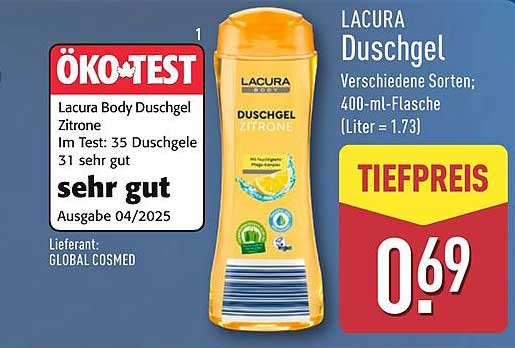 LACURA Duschgel Zitrone - 400-ml-Flasche