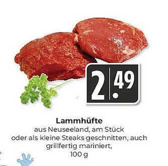 Lammhüfte aus Neuseeland, am Stück oder als kleine Steaks geschnitten