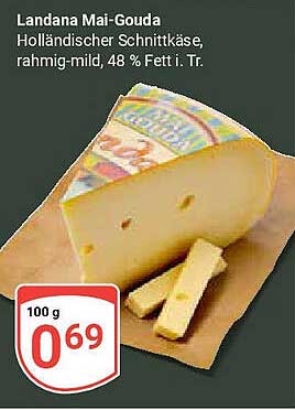 Landana Mai-Gouda - Holländischer Schnittkäse, rahmig-mild, 48 % Fett i. Tr.