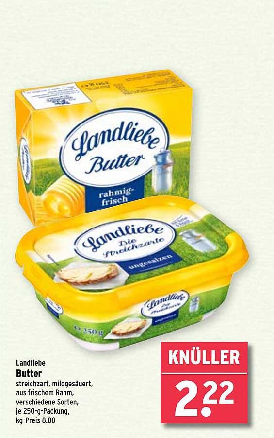 Landliebe Butter - streichzart und mildgesäuert aus frischem Rahm
