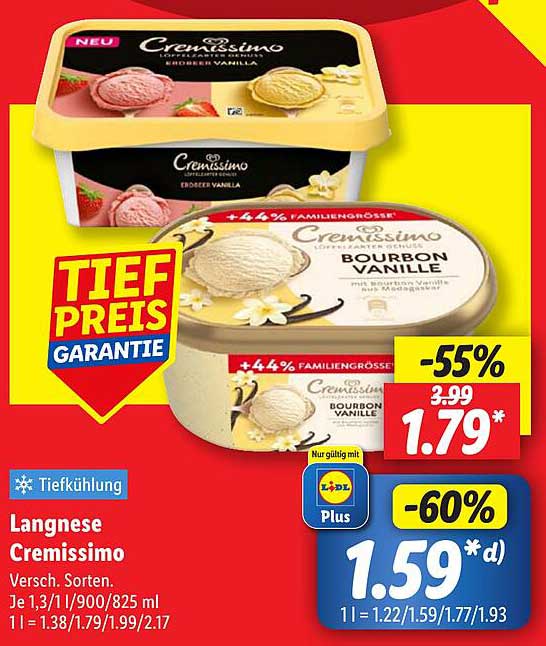 Langnese Cremissimo Bourbon Vanille 825 ml