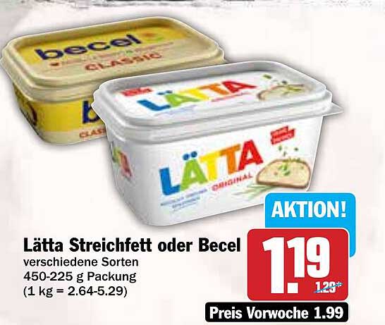 Lätta Streichfett oder Becel - verschiedene Sorten 450-225 g Packung